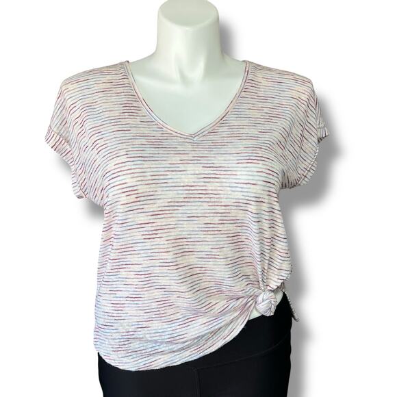 Bobeau Womens Knit T Shirt Pullover Lightweight Short Sleeve Pink Large - Picture 1 of 9
